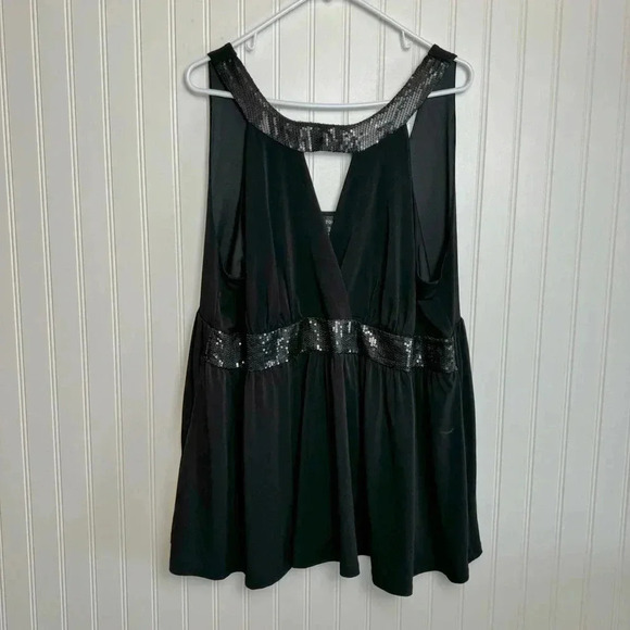 Torrid Black Babydoll Sleeveless Top Front Keyhole Sequin Detail Size 3X I28 - Picture 1 of 7